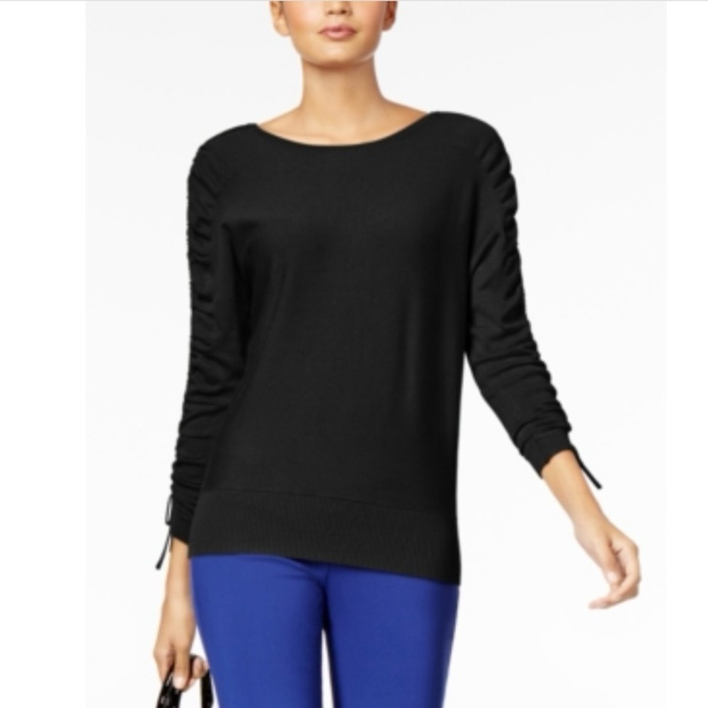 ALFANI Ruched Long Sleeve Sweater